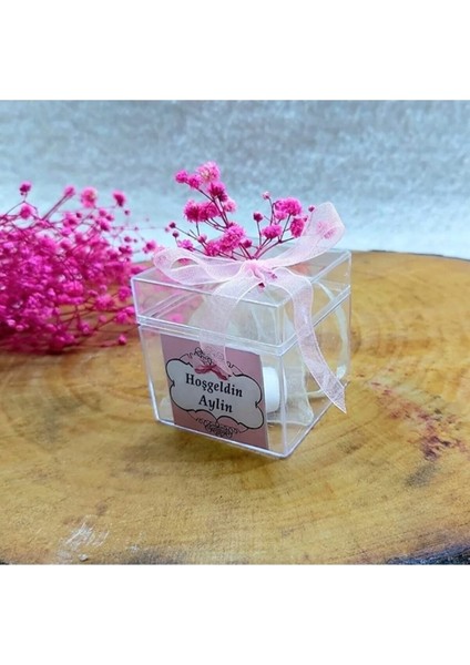 Özel Tasarım Kare Kapaklı Mika Kutu 5X5X5 cm 24 Adet, Jel Mum Kutusu, Mini Bub