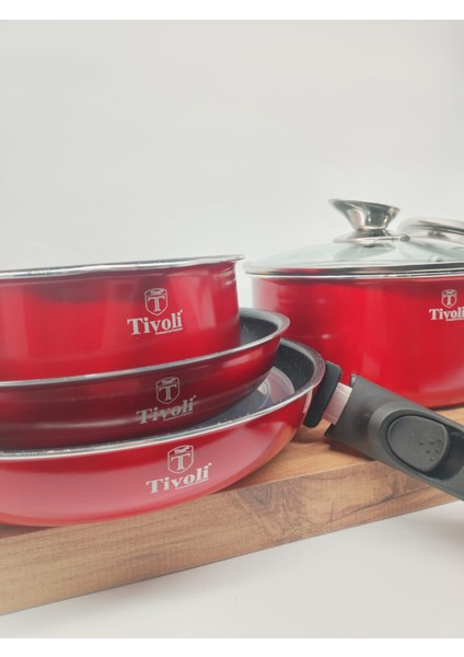 Tivoli Metallik Line Red Collection 9 Parça Tencere Seti