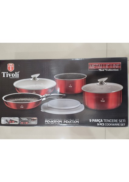 Tivoli Metallik Line Red Collection 9 Parça Tencere Seti