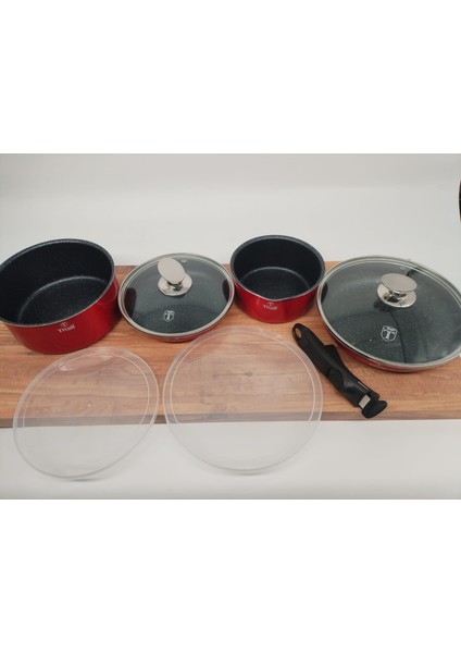 Tivoli Metallik Line Red Collection 9 Parça Tencere Seti