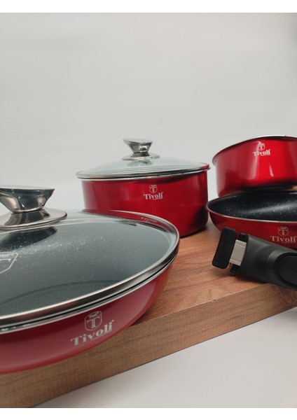 Tivoli Metallik Line Red Collection 9 Parça Tencere Seti