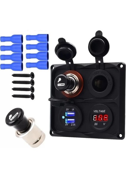 4lü Marin Usb,çakmaklık,voltmetre, Çakmak 12V Marin Tip
