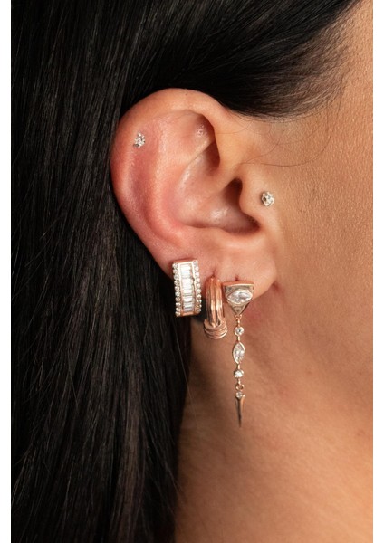 925 Ayar Gümüş Çizgisel Tasarım Kanca Küpe modelleri