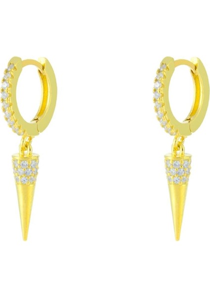 925 Ayar Gümüş Taş İşlemeli Silindir Küpe