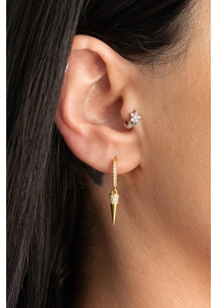 925 Ayar Gümüş Taş İşlemeli Silindir Küpe modelleri