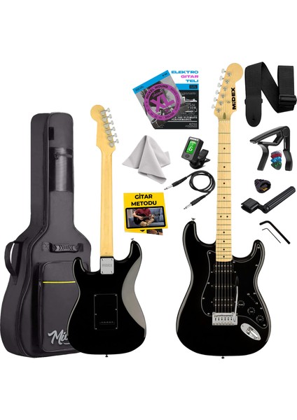 RPH-40BK Full Black Elektro Gitar Seti HSH Manyetik Maple Klavye Üst Kalite