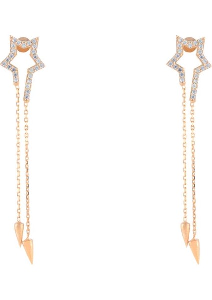 925 Ayar Gümüş Yıldız Detaylı Zincir Küpe fiyatları