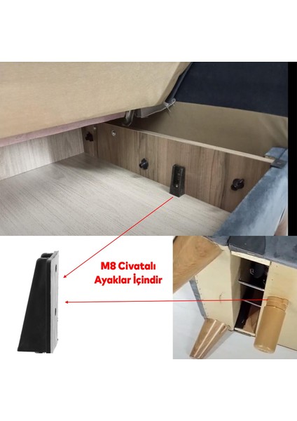 Mobilya Kanepe Masa Baza Sehpa Gizli Montaj Ayağı Plastik Bağlantı Aparatı M8 Civatalı Tabanı 4 Adet indirimleri