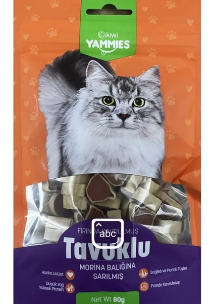 Kiwi Yammies KYCT-50354 Fırında Kavrulmuş Tavuklu Morina Balığına Sarılmış Kedi Maması