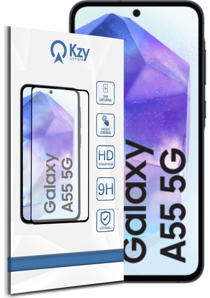Samsung Galaxy A55 ile Uyumlu Tam Kaplayan Temperli Ekran Koruyucu Cam