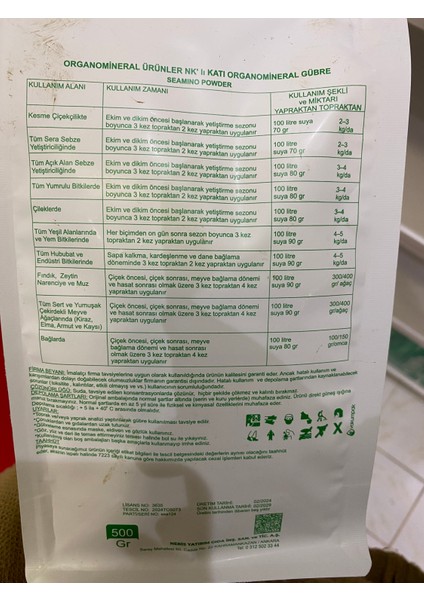 Seamino Powder 500 Gr -Deniz Yosunu İçerikli Organo Mineralli Toz Gübre fiyatları
