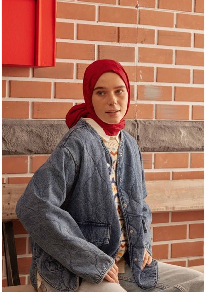 Kazayağı Jakarlı Şal Kırmızı