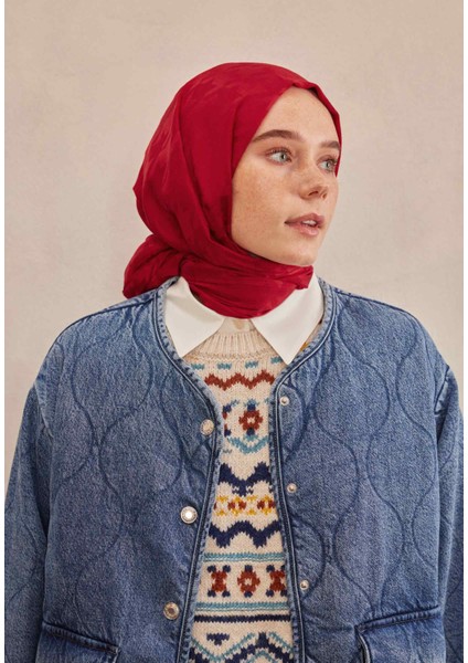 Kazayağı Jakarlı Şal Kırmızı modelleri