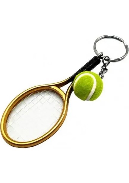 Altın Tarzı Tenis Anahtarlık Simülasyon Mini Tenis Raketi Top Anahtarlık Kolye Çanta Anahtarlık Aksesuarları Anahtar Aksesuar Teaped Kolye (Yurt Dışından)