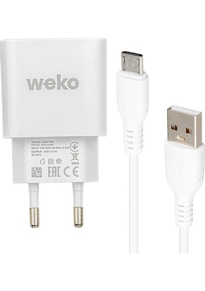 WK-21436 M7 2.1 AMPER ŞARJ BAŞLIK ADAPTÖRÜ + MICRO USB KABLO (NO:3)