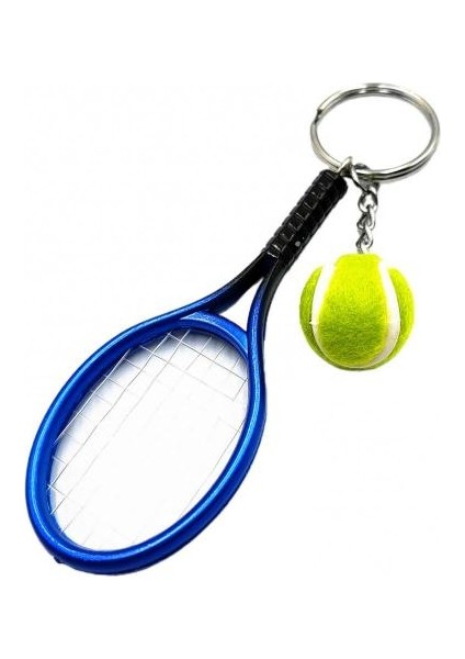 Mavi Stil Simülasyon Mini Tenis Raketi Topu Anahtarlık Kolye Çanta Anahtarlık Aksesuarları (Yurt Dışından)