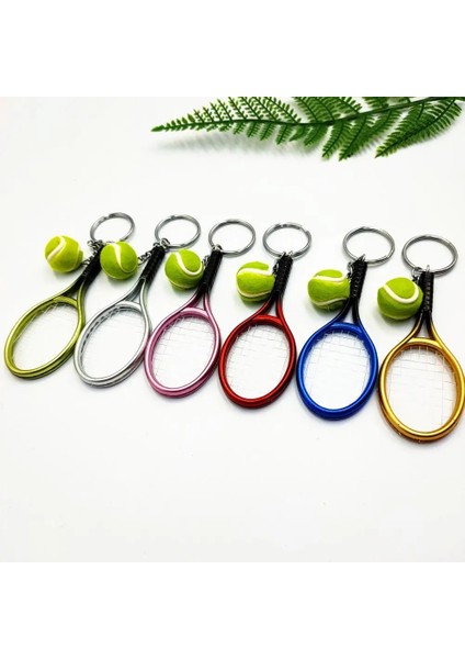 Mavi Stil Simülasyon Mini Tenis Raketi Topu Anahtarlık Kolye Çanta Anahtarlık Aksesuarları (Yurt Dışından) modelleri