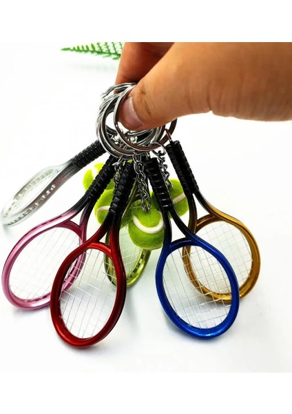 Mavi Stil Simülasyon Mini Tenis Raketi Topu Anahtarlık Kolye Çanta Anahtarlık Aksesuarları (Yurt Dışından) indirimleri