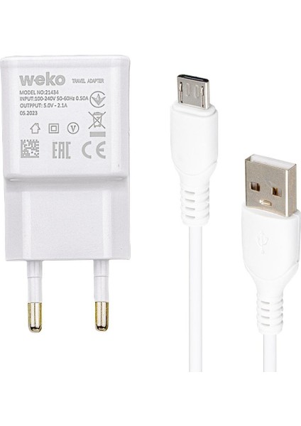 WK-21434 S6 2.1 AMPER ŞARJ BAŞLIK ADAPTÖRÜ + MICRO USB KABLO(NO:3)