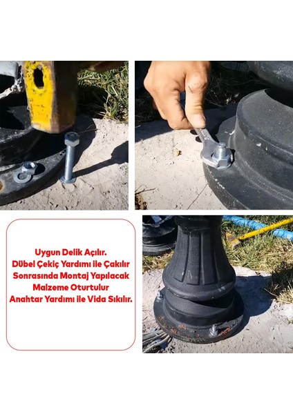 Saplamalı Klipsli Çelik Dübel M10X120 mm Raf Montaj Bağlantı Zemin Bağlantı Tavan Beton Asma Aparat