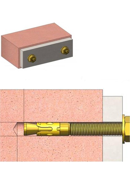 Saplamalı Klipsli Çelik Dübel M10X120 mm Raf Montaj Bağlantı Zemin Bağlantı Tavan Beton Asma Aparat