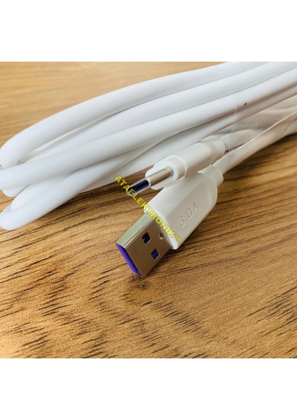 2 Metre 3 Amper Type-C Fast Hızlı Şarj ve Data Kablosu Type C Xiaomi Lg Sony Samsung Oppo Gm Uyumlu Beyaz