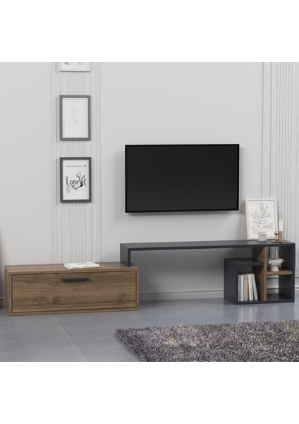 Karamel Tv Standı Antrasit Ceviz