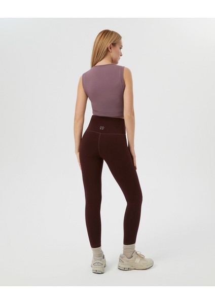 Lila Anvelop Belden Bağlamalı Kolsuz Crop Bluz