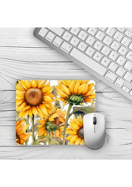 Ayçiçeği Tasarımlı Baskılı Kaydırmaz Taban 18X22 cm Mouse Pad