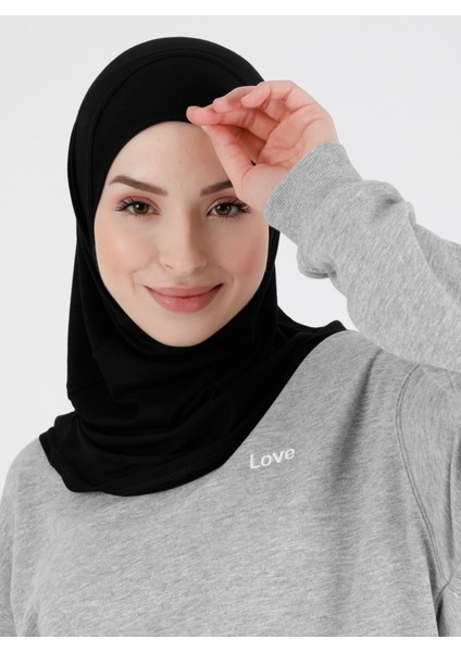 Düz Logo Hijab Hf - Premium Spor Günlük Başörtüsü Hazır Konforlu Tesettür Hijab Bone