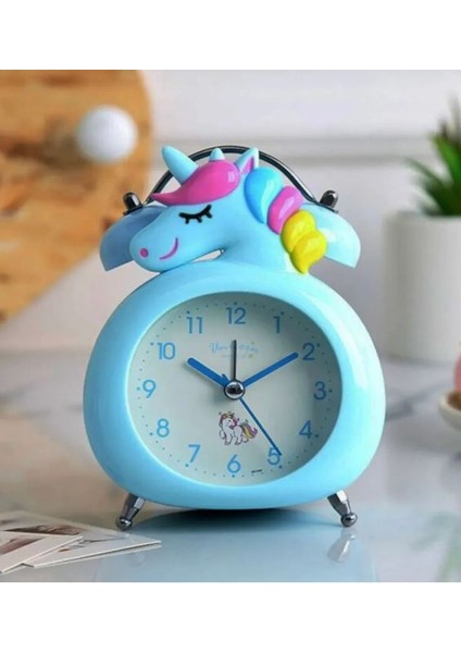 Unicorn Işıklı Alarmlı Masa Saati Çift Çanlı Akar Saniyeli Dekoratif Çalar Saat