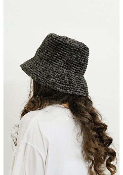 Kadın Hasır Bucket Şapka Naturel Ayarlanabilir Kova Plaj Şapkası Siyah modelleri