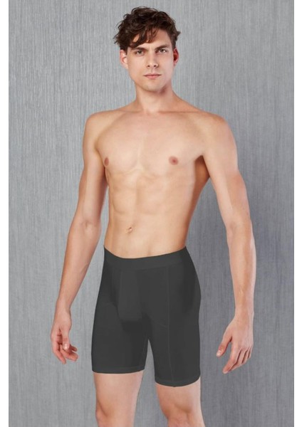 Antrasit Erkek Pamuklu Torbalı Uzun Paça Boxer