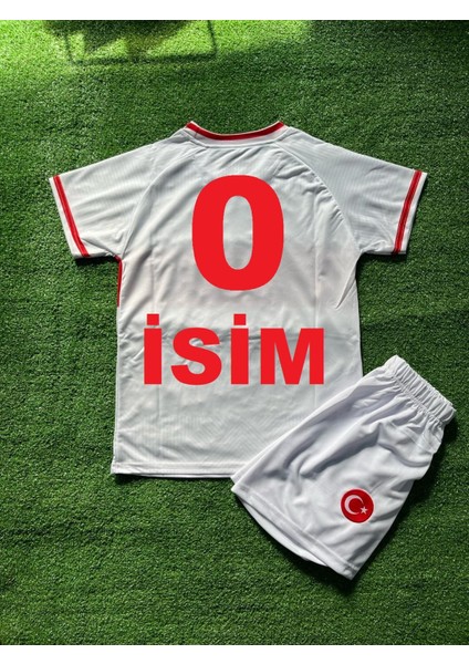 Isme Özel Yazdırmalı Çocuk Türkiye 2024/25 Milli Takım Beyaz Forma Short Takımı