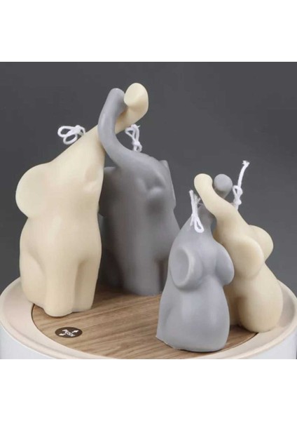Romantik Aşık Fil Çift Mumlar Silikon Kalıbı ( 12 x 7 cm )