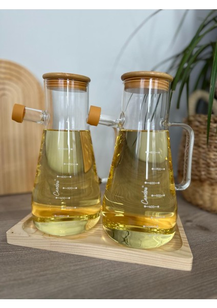 Bambu Kapaklı Vakumlu Standlı 900 ml Borosilikat Cam Yağlık Sütlük Sosluk 3'lü Set fiyatları