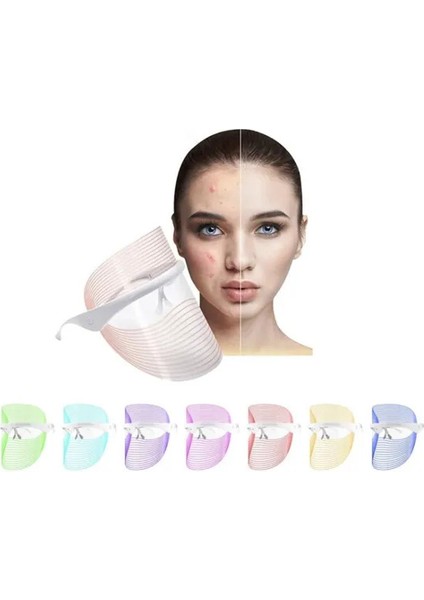 LED Güzellik Maskesi Şeffaf 7 Renkli Anti Ageing