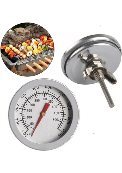 Gümüş Tarzı Paslanmaz Çelik Barbekü Barbekü Sigara Içen Izgara Termometre Sıcaklık Ölçer Stand Up Fırın Et Termometre Ocak (Yurt Dışından)