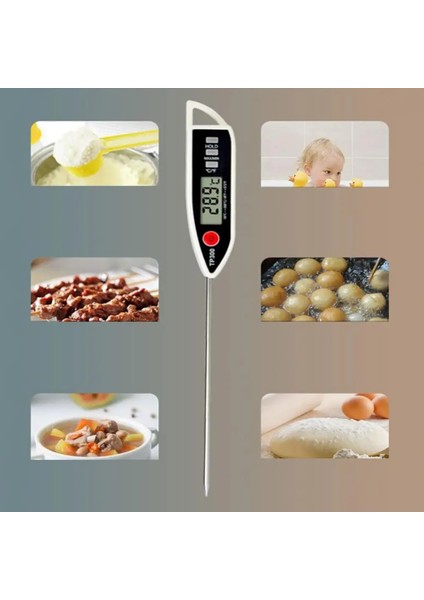 No.3 Tarzı Gıda Sondası Elektronik Termometre Mutfak Barbekü Paslanmaz Çelik Kalem Tipi Yapı Ev Sıcaklığı Sıvı Macun Için (Yurt Dışından)