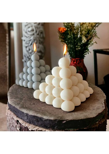 Büyük Piramit Bubble Silikon Mum Kalıbı