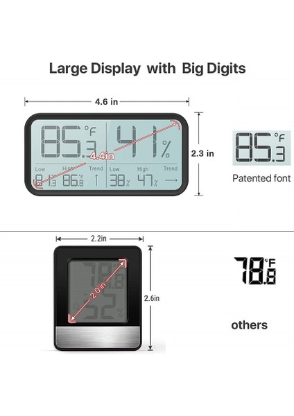 Zining Shop Siyah Stil Airmsen LCD Dijital Sıcaklık Nem Ölçer Ev Kapalı Elektronik Higrometre Termometre Sensörü Ölçer Hava Istasyonu (Yurt Dışından)