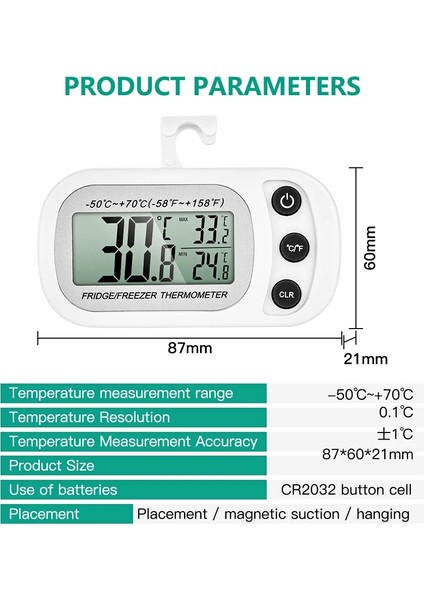 Siyah Stil -50C ~ 70C Asılı Ev Mini Dijital Elektronik Buzdolabı Don Dondurucu Odası LCD Buzdolabı Termometre Ölçer Kanca ile (Yurt Dışından) fiyatları