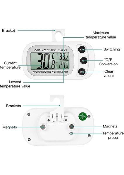 Siyah Stil -50C ~ 70C Asılı Ev Mini Dijital Elektronik Buzdolabı Don Dondurucu Odası LCD Buzdolabı Termometre Ölçer Kanca ile (Yurt Dışından) modelleri
