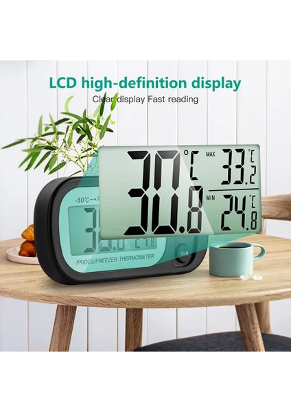 Siyah Stil -50C ~ 70C Asılı Ev Mini Dijital Elektronik Buzdolabı Don Dondurucu Odası LCD Buzdolabı Termometre Ölçer Kanca ile (Yurt Dışından) indirimleri