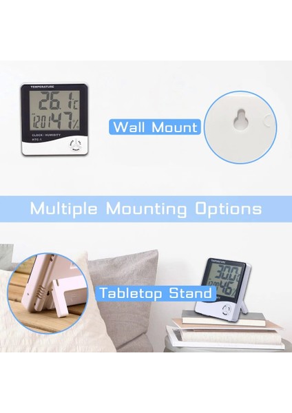 Htc-2 Tarzı LCD Elektronik Dijital Sıcaklık Sensörü Nem Ölçer Arka Işık Termometre Higrometre Ölçer Kapalı Hava Istasyonu Saati (Yurt Dışından) indirimleri
