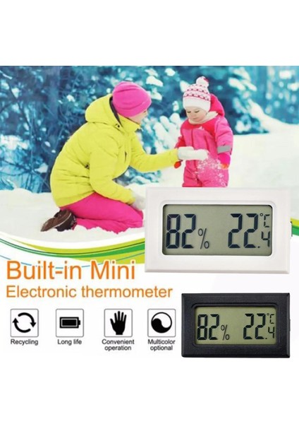 Siyah Stil Mini Dijital LCD Duvar Kapalı Uygun Sıcaklık Sensörü Nem Ölçer Termometre Higrometre Ölçer 50 ~ 110 Derece Aralığı (Yurt Dışından)