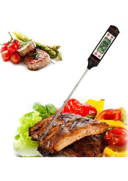 Siyah Stil Mutfak Dijital Barbekü Gıda Termometresi Et Kek Şeker Kızartma Izgara Yemek Ev Pişirme Termometre Ölçer Fırın Termometre Aracı (Yurt Dışından) fırsatları