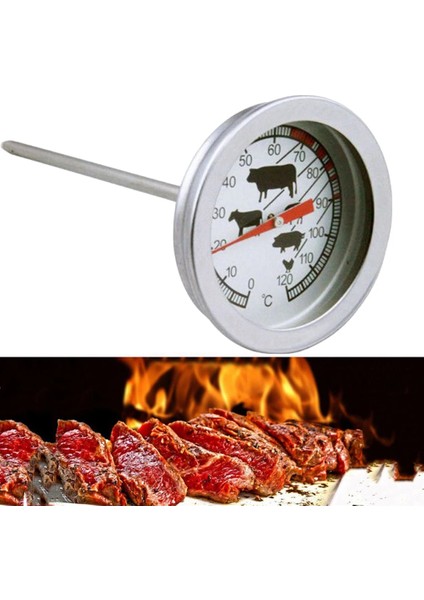Paslanmaz Çelik Barbekü Sigara Içen Izgara Sıcaklık Ölçer Mini Termometre Izgara Sıcaklık Ölçer Ev Mutfak Gıda Sıcak (Yurt Dışından)