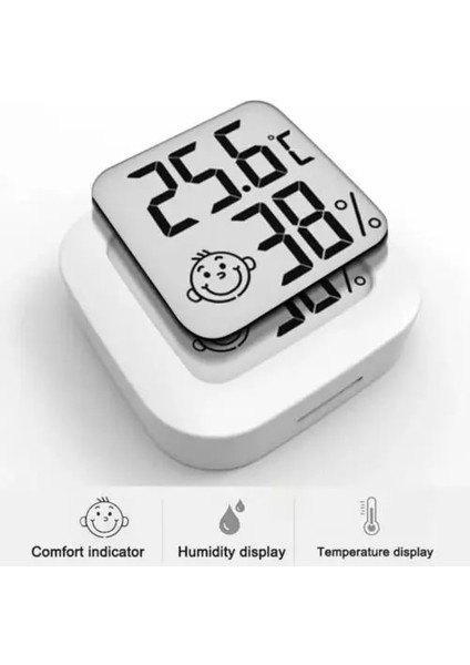 Beyaz Stil Smiley Mini LCD Dijital Termometre Higrometre Kapalı Oda Sıcaklığı Nem Ölçer Sensör Ölçer Hava Istasyonu (Yurt Dışından) modelleri