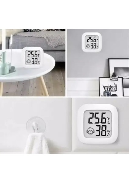 Beyaz Stil Smiley Mini LCD Dijital Termometre Higrometre Kapalı Oda Sıcaklığı Nem Ölçer Sensör Ölçer Hava Istasyonu (Yurt Dışından) fırsatları
